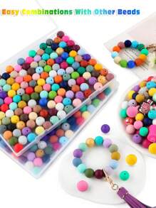 160Pcs Silicone Beads 12mm Mix Color, Bulk Silicone Beads For Keychain Making, 12mm Silicone Beads For Pens And Bracelet Making