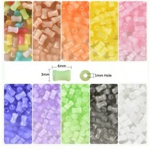 10g/80pcs 3x6mm Jade Beads ,Cloudy Glass Bamboo Stick Spacer Beads Lampwork Round Tube Bamboo Shape Beads Bamboo Tube Beads Colored Glass Beads Small Glass Tube Beads For Jewelry Making