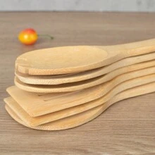 6pcs/1PC Wooden Utensils, Wooden Spoons For Cooking Bamboo Utensil Set, Apartment Essentials Wood Spatula Spoon Nonstick Kitchen Utensil Set, Premium Quality Housewarming Gifts Wooden Utensils For Everyday Use,School Supplies