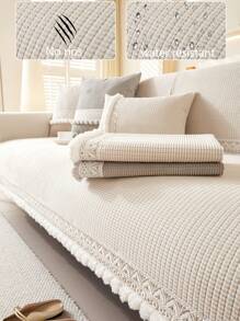 1pc All Season Sofa Seat Cushion Cover, Modern Simple Dust-Proof Anti-Slip Protector, Spill-Resistant Chenille Fabric, Washable, Warm, Fade-Resistant, Pet Friendly, Fits L-Shaped Sofa, Bedroom, Office, Living Room