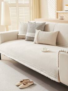 1pc All Season Sofa Seat Cushion Cover, Modern Simple Dust-Proof Anti-Slip Protector, Spill-Resistant Chenille Fabric, Washable, Warm, Fade-Resistant, Pet Friendly, Fits L-Shaped Sofa, Bedroom, Office, Living Room