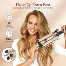 1pc 22mm Plug-In Triple Barrel Curling Iron For Wavy Hair, Egg Rolls Curling Wand, Multi Colors, Great Gift Choice