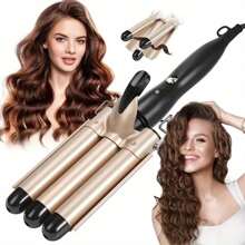 1pc 22mm Plug-In Triple Barrel Curling Iron For Wavy Hair, Egg Rolls Curling Wand, Multi Colors, Great Gift Choice