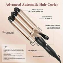 1pc 22mm Plug-In Triple Barrel Curling Iron For Wavy Hair, Egg Rolls Curling Wand, Multi Colors, Great Gift Choice
