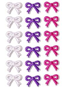 5 件装自粘卡通迷你红粉色刺绣蝴蝶结贴片适用于儿童服装鞋子 T 恤连衣裙熨烫衣服贴花 - 彩色 - 查看 1