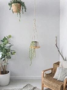 1PC Handmade Nordic Woven Wall Hanging - Round Macrame Plant Stand, Balcony Decorative Stand, Living Room, Bedroom, Bohemian Style Storage Rack, Wall Decor, Hanging Basket Organizer, Indoor/Outdoor Decor Room Decors Garden Decor Wedding Decor Home Decors