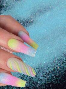 10ml Shiny Sugar Nail Glitter Powder For Manicure Flock Powder Nail Art Decorations Sweater Yarn White Snow Candy Dust Powder Blue - Blue - View 3