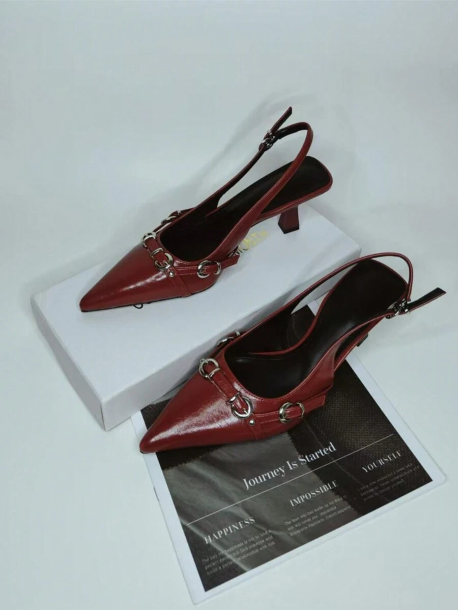 French Style Unique Fashion Women Shoes, Spring/Summer New Arrival - Burgundy - View 1