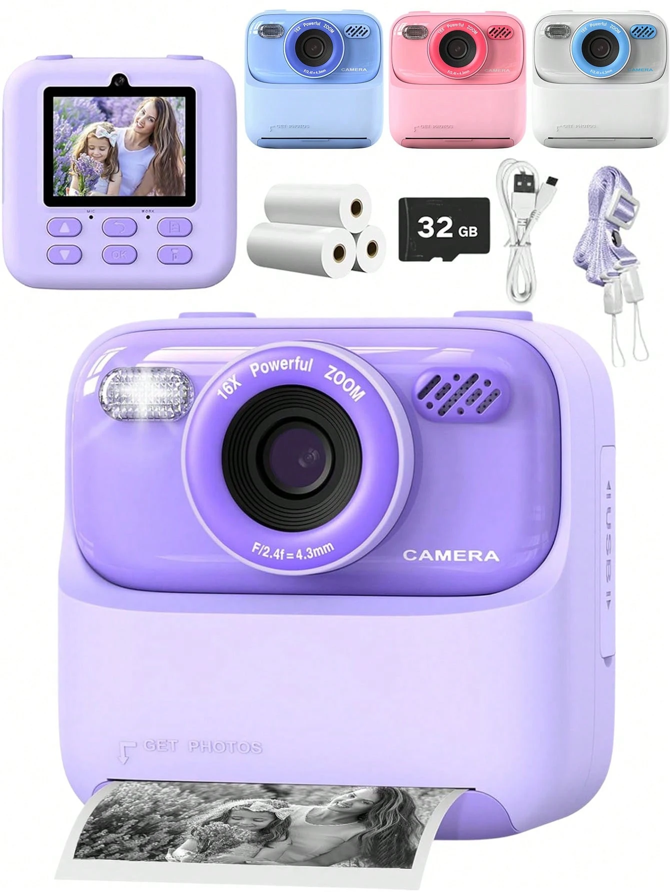 Upgrade Kids Camera Instant Print For Boys And Girls, 1080P HD Dual ...