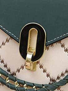 钻石图案手机包、女士单肩包、时尚迷你斜挎包、女士链条手提包和方形钱包 - 綠色 - 查看 8