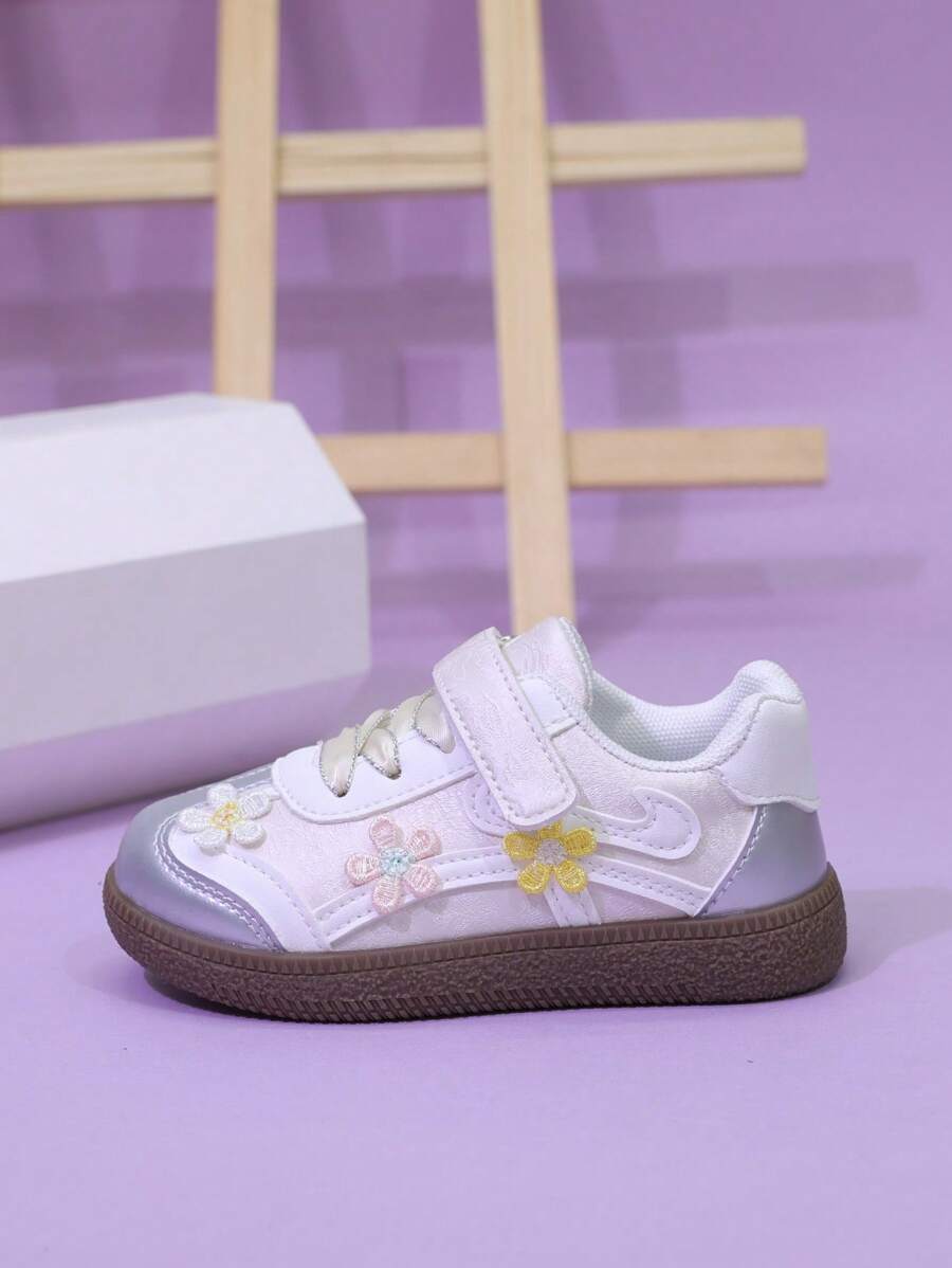 New Fashion Leather Casual Flat Shoes, Toddler/Little Kid Girls Sneakers, Boys Sports Shoes, Thick Sole Student Campus Shoes - Beige - View 1