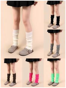 1 双女式可爱日式洛丽塔厚小腿暖腿套，柔软针织暖腿套，适合秋冬季女士配饰 - 常規款 - 查看 1