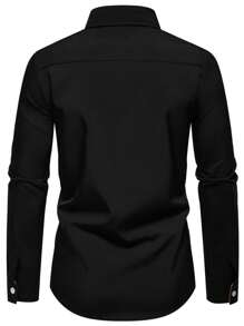 Camisa casual de manga larga para hombre, Camisa formal de patchwork para hombre