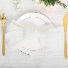 12/24 Pezzi di tovaglioli di garza di formaggio, 50 x 50 cm, tovaglioli da tavola di lino stile fattoria bohémien e accartocciati, tovaglia decorativa per matrimoni, feste, uso quotidiano domestico