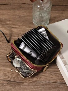 SOUTHLAND&KANGAROO Letter Women Wallets Short Pu Leather S Zipper & Hasp Multifunctional Large Capacity Bag Coin Card Holders Lightweight Fashion Modern Business ZipperCredit Card Business Casual Teachers' Day Teacher Gifts For Anniversary For Birthday Gift For Lady For Female White-Collar Workers For Women Wallet Purse Wallet Small Wallet - Burgundy - View 3