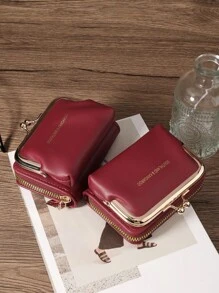 SOUTHLAND&KANGAROO Letter Women Wallets Short Pu Leather S Zipper & Hasp Multifunctional Large Capacity Bag Coin Card Holders Lightweight Fashion Modern Business ZipperCredit Card Business Casual Teachers' Day Teacher Gifts For Anniversary For Birthday Gift For Lady For Female White-Collar Workers For Women Wallet Purse Wallet Small Wallet - Burgundy - View 2