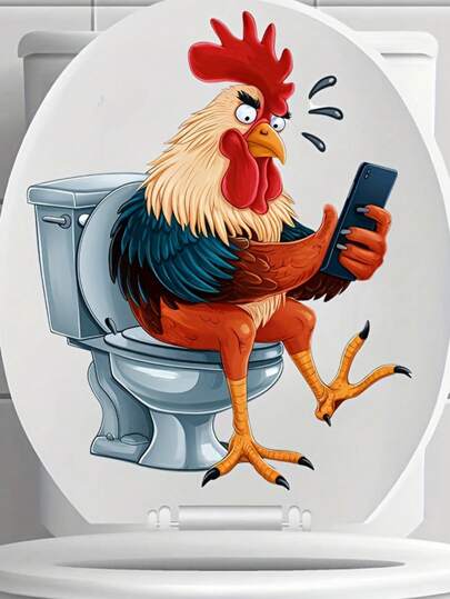 Naklejka na deskę sedesową z serii Home Decorators Animals, zabawna naklejka na łazienkę z królikiem i telefonem – samoprzylepna, do dekoracji desek sedesowych i zbiorników, zabawne akcesoria łazienkowe, naklejka winylowa do dekoracji domu, artykuły do dekoracji toalet i ścian, odśwież wystrój łazienki w domu, wystrój jesienny