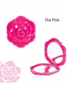 Pack Of 5 Compact Mirror Pink Mirror Plastic Mini Travel Makeup Mirror Portable Foldable Mirrors Rose Flower Shaped Compact Mirror Hand Bridesmaids Gift For Women Wedding Party Birthday Home Decor Back To School Room Decor School Supplies - Multicolor - View 11