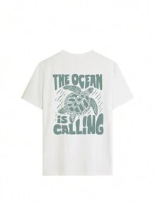 Women's Summer Vacation Marine Life And Letter Printed Pattern Round Neck T-Shirt.Graphic Tees Women White Top Black Top Pink Top