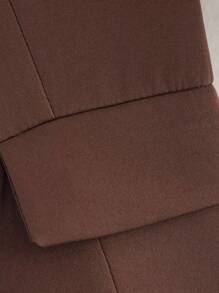 Women's Casual Balloon Style Round Neck Long Sleeve Jacket - Brown - View 7