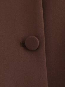 Women's Casual Balloon Style Round Neck Long Sleeve Jacket - Brown - View 8