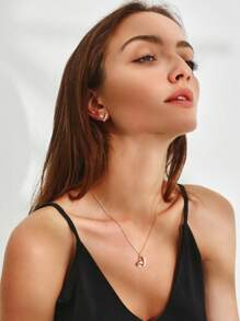 Set de 3 piezas/caja de Pendientes, Collar con Círculo y Corazón de Circonita Brillante, para uso diario, fiesta, citas, boda, regalo nupcial, regalo para el amante, regalo para la mamá, regalo de Día de San Valentín, regalo de cumpleaños, regalo de Año Nuevo, mamá, madre, Día de la Madre, regalo