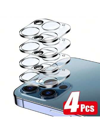 4 PCS / Lot 360 Lens Screen Protector 3D Full Tempered Glass Camera For IPhone 17 16 15 12 13 14 Pro Max 11 Pro 12 Mini 14 Plus Camera Lens Protection Full Coverage