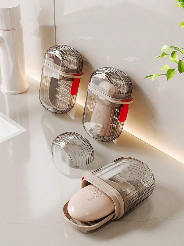 1pc Creative New Fashionable Mini Compact Portable Travel Soap Dish, Double Layer Sealed Transparent Cover Draining Soap Box, Multi-Functional Storage Small Soap Case, Suitable For Home, Travel, Business Trip, Beach, Swimming, Yacht, Gym, Dorm Travel Essentials School School Supplies Holiday Camping Holiday Essentials Vacation Accessories Perfume For Women Perfume For Men Perfume Bottle