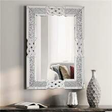Sparkling Crystal Crush Diamond Accent Mirror For Wall Decorative Silver Mirrors - 90x60cm/ 35.4x23.6 inch - View 10