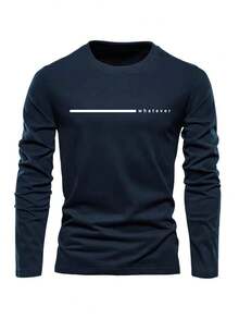 3 Pcs/Set Men's Casual Daily Minimalist Letter Print Long Sleeve T-Shirts, Autumn - Multicolor - View 6