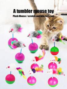 1/3/5/10/15/20 pièces Ensemble de jouets pour chats - Clochettes, Balles, Poteaux à griffer en sisal, Cannes de taquinage interactives, Jouets de souris, Fournitures pour animaux de compagnie, Cadeau d'anniversaire/fête
