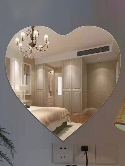 1pc DIY Acrylic Mirror, Bathroom Spiegel Makeup Unbreakable, Self Adhesive, No Installation Required. Wand Square Round Heart Shaped Waterproof Material, Adhesive. Bedroom Office, Various Surfaces, Different Environments, Ho hold Essential. Birthday Graduation Home Back To School Room Supplies