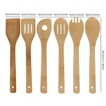 6pcs/1PC Wooden Utensils, Wooden Spoons For Cooking Bamboo Utensil Set, Apartment Essentials Wood Spatula Spoon Nonstick Kitchen Utensil Set, Premium Quality Housewarming Gifts Wooden Utensils For Everyday Use,School Supplies