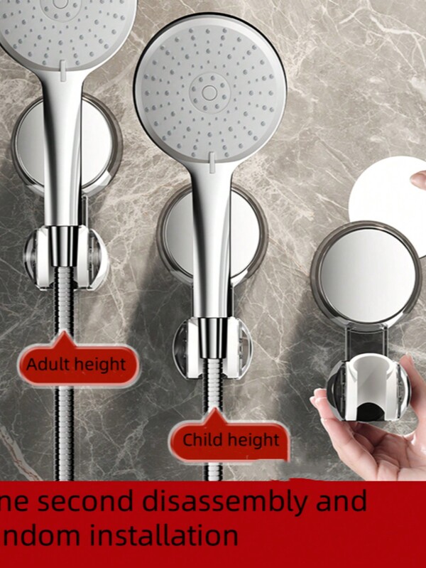 1pc Suction Cup Shower Head Holder, No-Drill Easy Installation Adjustable Shower Head Bracket