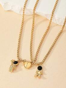 2pcs Astronaut Couple Necklace/Bracelet Pendant, Unisex Astronaut Couple Jewelry, Valentine's Day & Christmas Gift - Multicolor - View 5