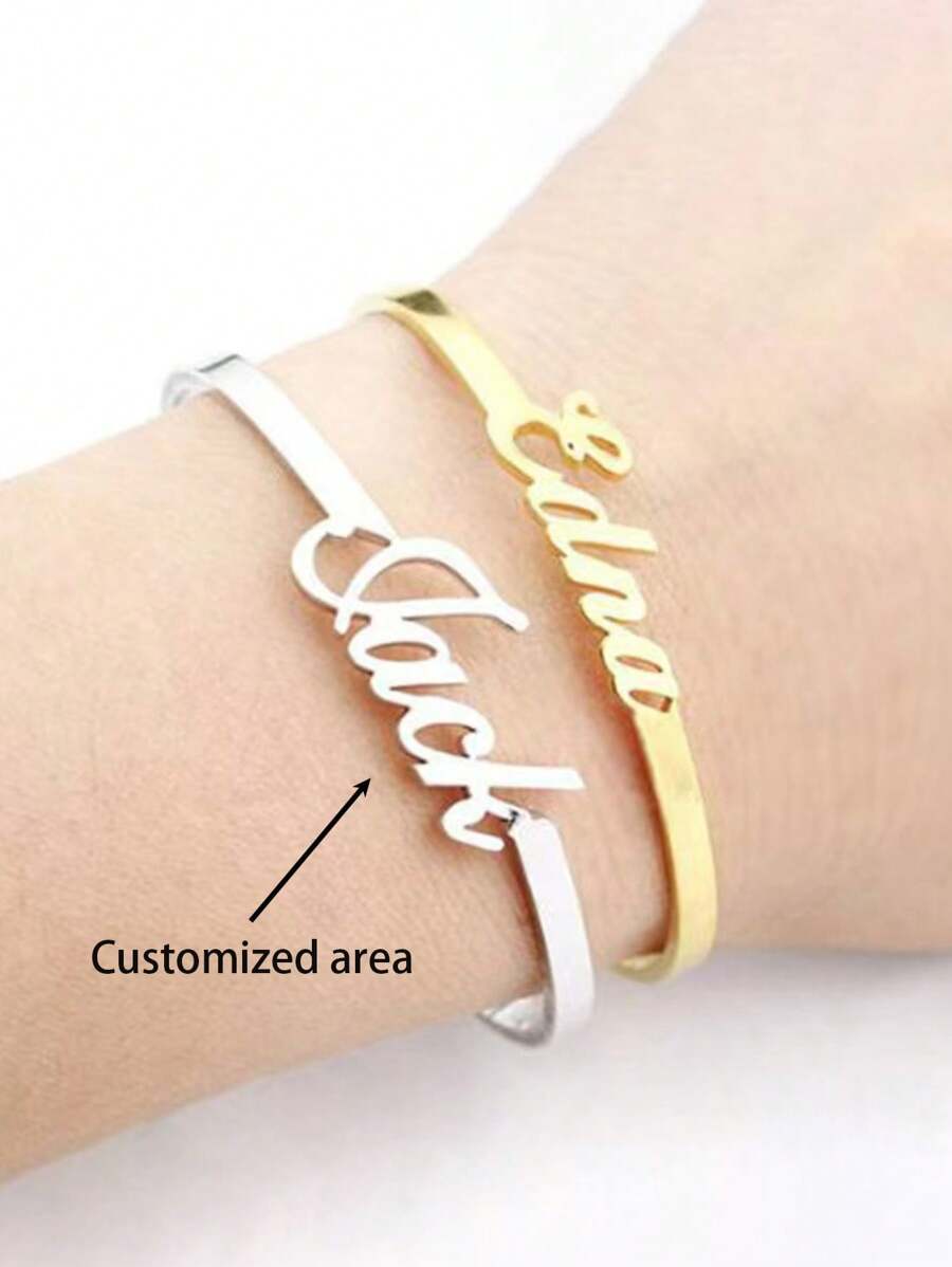 1 件优雅可定制字母名字手链 - 不锈钢，适合休闲佩戴和送礼 - 多色 - 查看 1