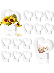 2Pcs Heart Shaped Flower Gift Boxes,Bouquet Bags With Handle Folding Basket For Valentine's Day Floral Arrangement Wedding Mother's Day Valentine Day