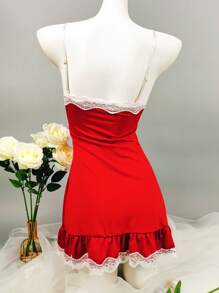 SOFUSEN Women Chemise Modal Sleepwear V-Neck Full Slip Lace Lingerie Sexy Nightgowns Nightgown, Nighty For Women Sexy , Super Soft Comfortable Modal Sleepwear With Decent Floral Lace Detail, No Worries Scratch The Skin You Will Fall In Love With The Smooth Feeling. - 紅色 - 查看 5