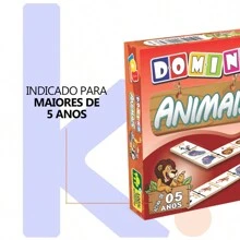 Jogo Dominó Animais Brinquedo Educativo 28 Peças Madeira +5A