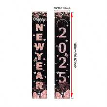 1 件 2025 新年玫瑰金装饰背景横幅适用于新年派对场地装饰 - 粉色 - 查看 11