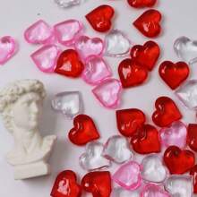 50pcs, Acrylic Heart Plastic Gems Valentine's Day Table Scatter Decoration Multi-Styles Decorations Vase Filler