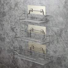 Stainless Steel Bathroom Storage Shelf Punch-Kitchen Bathroom Toilet Wall Hanging Storage Rack