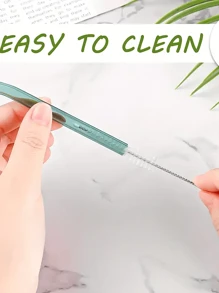 Set (4 Straws + 1 Brush) Wavy Glass Straws, Reusable Colorful Glass Straws With 1 Cleaning Brush, Heat Resistant, Perfect For Smoothies, Tea, Coffee, Juice, Festival Party Wedding, Kitchen Utensils, Party Supplies, 20cm/7.8inch,School Supplies - One Size - View 11