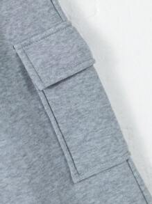 1 Stück Jungen/Teenager Einfarbige Lässige Outdoor Sport Kordelzug Multi-Taschen Fleece Cargohose