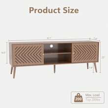 TV Stand With Shelf And Cabinet Storage 2 Sliding Doors For 60 70 Inch TV Walnut