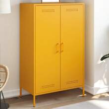 Stylish Mustard Yellow Steel Highboard 613 Cm Modern Storage Cabinet - Yellow - View 1