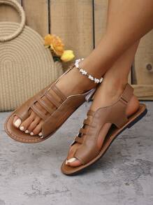 Damen Braune Sandalen, modisch & bequem, geeignet für Sommerreisen und Freizeitaktivitäten, leichtes Design, modisches neues Modell, vielseitig für den Outdoor-Einsatz - Braun - Übersicht 3