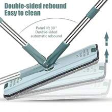Flat Squeeze Mop With Bucket Hand Free Wringing Floor Cleaning Mop Microfiber Mop Pads Wet Or Dry Usage On Hardwood Laminate - 黑色 - 查看 4