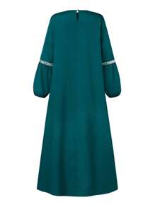 Fashionable Long Sleeve Abaya Dress, Casual Sequined Traditional Arab Clothing,Modest - Green - View 6