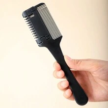 1pc Home Haircut Comb With Hair Trimmer Blade, Double-Sided Trimming Comb,Replaceable Blades,For Trimming Bangs, Thinning Hair, Combing Hair, Trimming Split Ends